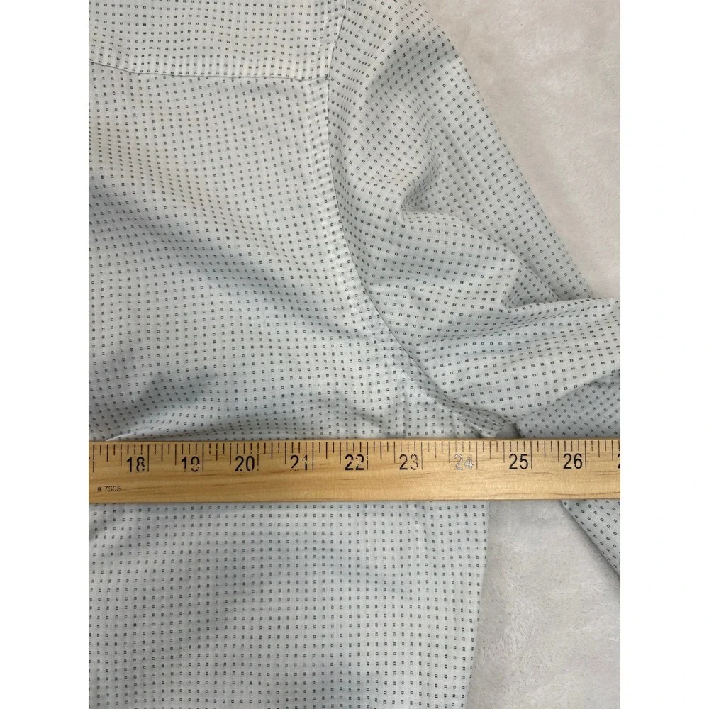 Banana Republic Shirt Mens L White‎ Green Dot Pattern Button Down Long Sleeve